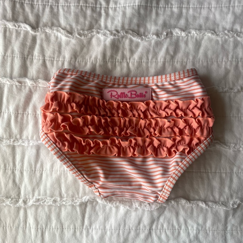 RuffleButts Striped Ruffle Swim Bottom - Size 12-18mo